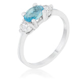 Miranna 1.2ct Blue Topaz CZ Rhodium Classic Oval Ring - Ocean Monroe