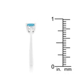 Miranna 1.2ct Blue Topaz CZ Rhodium Classic Oval Ring - Ocean Monroe