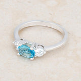 Miranna 1.2ct Blue Topaz CZ Rhodium Classic Oval Ring - Ocean Monroe