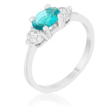Mariah 1.2ct CZ Rhodium Aqua Simple Classic Ring - Ocean Monroe
