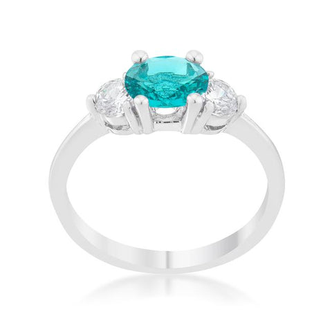 Mariah 1.2ct CZ Rhodium Aqua Simple Classic Ring - Ocean Monroe