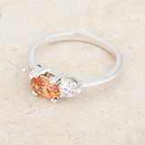 Miranna 1.2ct Champagne CZ Rhodium Classic Oval Ring - Ocean Monroe