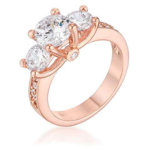 Dazzling Three Stone Engagement Ring with CZ - Ocean Monroe
