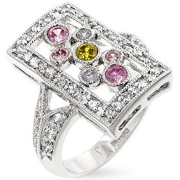 Silver Framed Cocktail Ring - Ocean Monroe