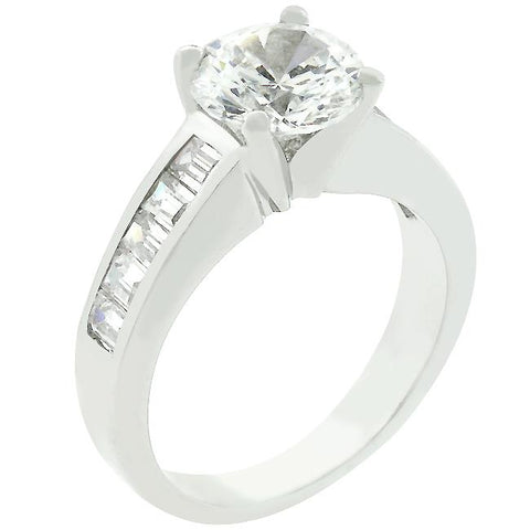 Classic Rhodium Plated Engagement Ring - Ocean Monroe
