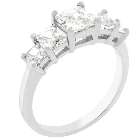 5-Stone Anniversary Ring in Rhodium Plated - Ocean Monroe