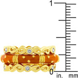 Spotted Orange Enamel Triplet Ring - Ocean Monroe