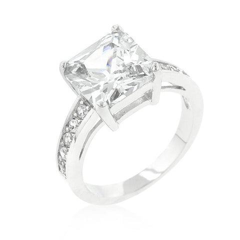 Classic Princess Cut Raised Pave Engagement Ring - Ocean Monroe