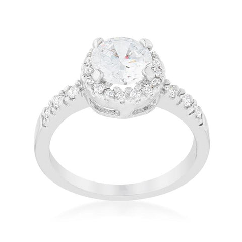Solitaire Engagement Ring With Pave Halo - Ocean Monroe