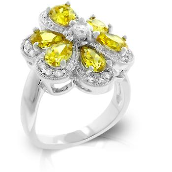 Yellow Cubic Zirconia Daisy Ring - Ocean Monroe
