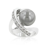 Rhodium Plated Knotted Simulated Pearl Ring - Ocean Monroe