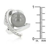 Rhodium Plated Knotted Simulated Pearl Ring - Ocean Monroe