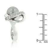 Rhodium Plated Knotted Simulated Pearl Ring - Ocean Monroe