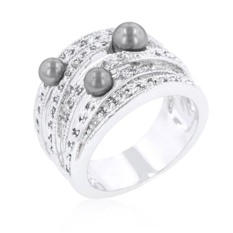 Gray Pearl Cocktail Ring - Ocean Monroe