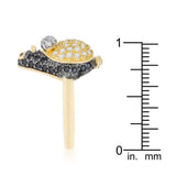 Jet Black Cubic Zirconia Penguin Fashion Ring