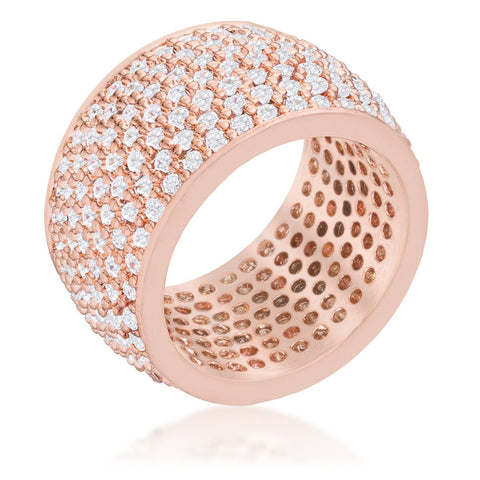 Wide Pave Cubic Zirconia Rose Gold Band Ring - Ocean Monroe