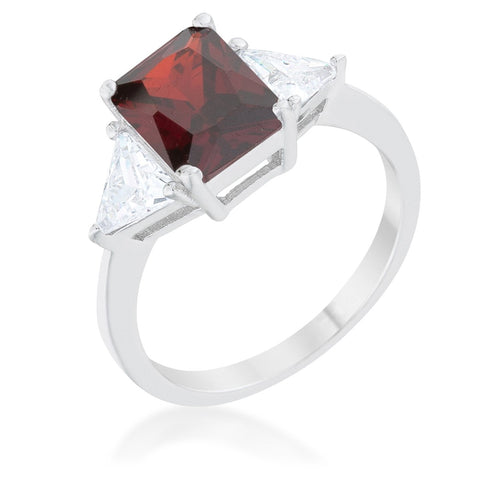 Classic Garnet Rhodium Engagement Ring - Ocean Monroe