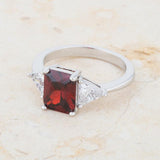 Classic Garnet Rhodium Engagement Ring - Ocean Monroe