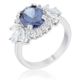 Krizia 4.2ct Tanzanite CZ Rhodium Classic Ring - Ocean Monroe