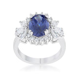 Krizia 4.2ct Tanzanite CZ Rhodium Classic Ring - Ocean Monroe