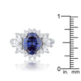 Krizia 4.2ct Tanzanite CZ Rhodium Classic Ring - Ocean Monroe