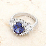 Krizia 4.2ct Tanzanite CZ Rhodium Classic Ring - Ocean Monroe