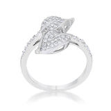 Liana 0.1ct CZ Rhodium Leaf Wrap Ring - Ocean Monroe