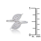 Liana 0.1ct CZ Rhodium Leaf Wrap Ring - Ocean Monroe