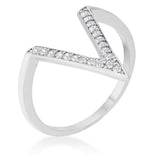 Michelle 0.2ct CZ Rhodium Delicate V-Shape Ring - Ocean Monroe