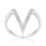 Michelle 0.2ct CZ Rhodium Delicate V-Shape Ring - Ocean Monroe
