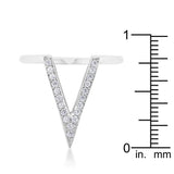 Michelle 0.2ct CZ Rhodium Delicate V-Shape Ring - Ocean Monroe