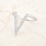 Michelle 0.2ct CZ Rhodium Delicate V-Shape Ring - Ocean Monroe
