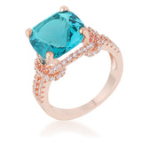 Charlene 6.2ct Aqua CZ Rose Gold Classic Statement Ring - Ocean Monroe
