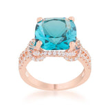 Charlene 6.2ct Aqua CZ Rose Gold Classic Statement Ring - Ocean Monroe
