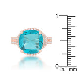 Charlene 6.2ct Aqua CZ Rose Gold Classic Statement Ring - Ocean Monroe