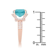 Charlene 6.2ct Aqua CZ Rose Gold Classic Statement Ring - Ocean Monroe