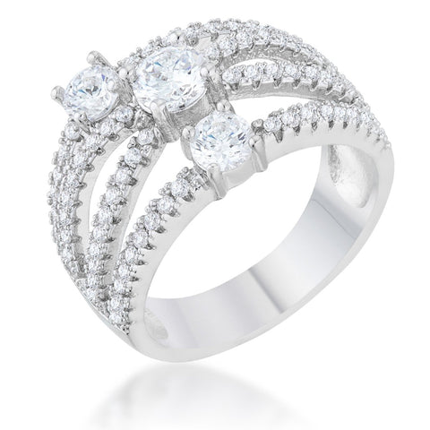 Beatrice 1.8ct CZ Rhodium Statement Ring - Ocean Monroe
