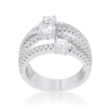 Beatrice 1.8ct CZ Rhodium Statement Ring - Ocean Monroe