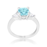 Shonda 1.8ct Blue Topaz CZ Rhodium Cushion Classic Statement Ring - Ocean Monroe
