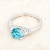 Shonda 1.8ct Blue Topaz CZ Rhodium Cushion Classic Statement Ring - Ocean Monroe