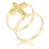 Francis 0.08ct CZ 14k Gold Contemporary Cross Ring - Ocean Monroe