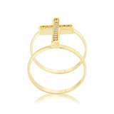 Francis 0.08ct CZ 14k Gold Contemporary Cross Ring - Ocean Monroe