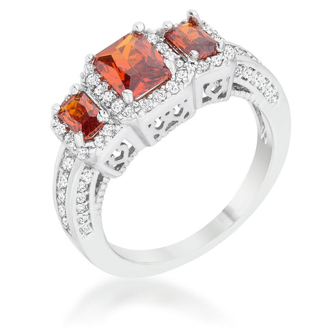 Rita 2.3ct Garnet CZ Rhodium Classic Trio Ring - Ocean Monroe