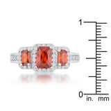 Rita 2.3ct Garnet CZ Rhodium Classic Trio Ring - Ocean Monroe