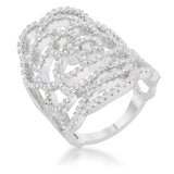 Rosa 1.25ct CZ Rhodium Filigree Cocktail Ring - Ocean Monroe