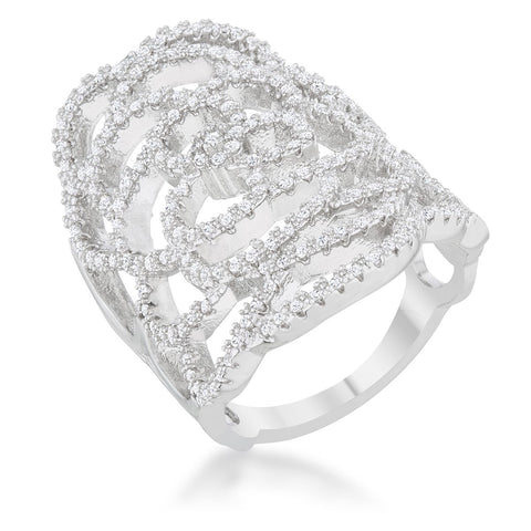Rosa 1.25ct CZ Rhodium Filigree Cocktail Ring - Ocean Monroe