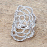 Rosa 1.25ct CZ Rhodium Filigree Cocktail Ring - Ocean Monroe