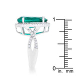 Laura 9.9ct Blue Green CZ Rhodium Classic Teardrop Ring - Ocean Monroe
