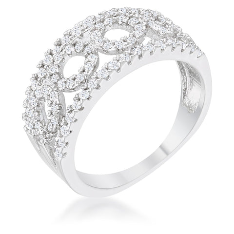 Rina 0.5ct CZ Rhodium Contemporary Band Ring - Ocean Monroe