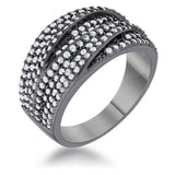 Kina 1.7ct Clear CZ Hematite Contemporary Cocktail Ring - Ocean Monroe